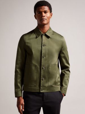 Атласная приталенная куртка Ted Baker зеленая