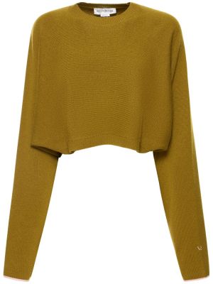 Асиметричен кашмирен пуловер Victoria Beckham каки