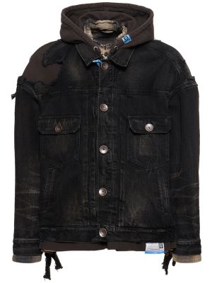 Bombažna denim jakna s kapuco Mihara Yasuhiro črna