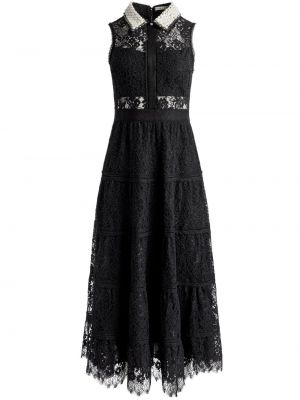 Čipkované midi šaty Alice + Olivia čierna