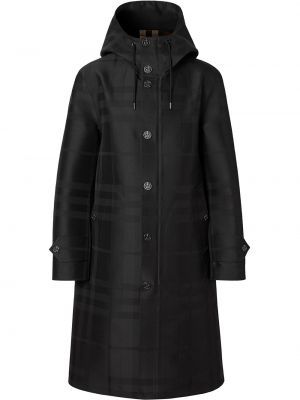 Sjekket duffle coat Burberry svart