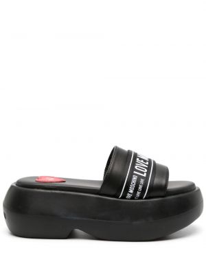 Dabīgās ādas kurpes ar platformu Love Moschino melns
