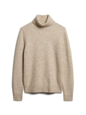 Pull col roulé Superdry beige