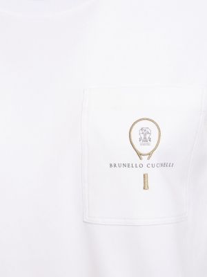 Džersis medvilninis marškinėliai trumpomis rankovėmis Brunello Cucinelli balta