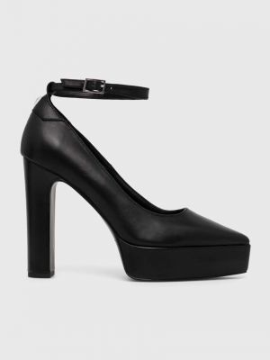 Черные кожаные туфли на платформе Karl Lagerfeld