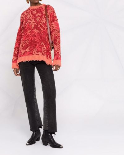 Jersey de flores de tela jersey de tejido jacquard Etro rojo