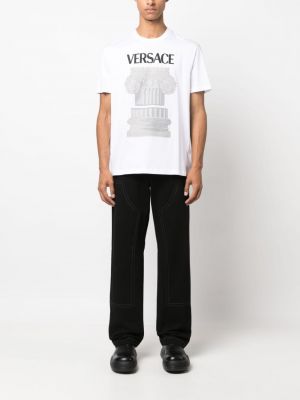 Памучни прав панталон Versace черно