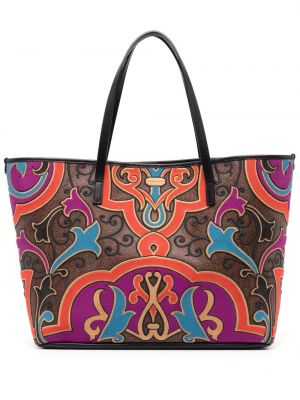 Paisley brodert shoppingbag Etro oransje