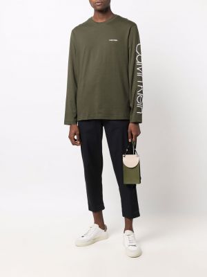 Camiseta de manga larga manga larga Calvin Klein verde