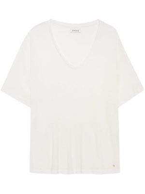 T-krekls ar v veida izgriezumu Anine Bing balts