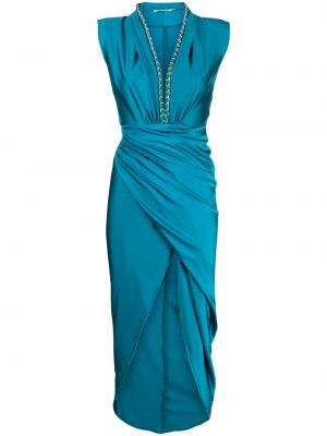 Сатенена вечерна рокля Amen синьо