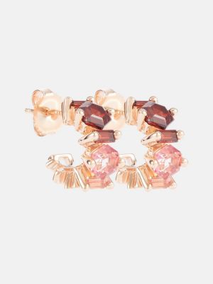 Boucles d'oreilles à boucle en grenat en or rose Suzanne Kalan