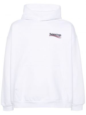 Pamučna hoodie s kapuljačom Balenciaga bijela