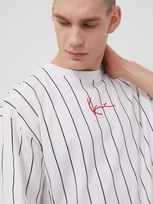 Памучна тениска с дълъг ръкав с принт Karl Kani бяло