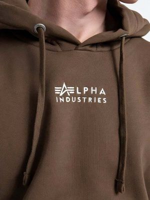 Bavlněná mikina s kapucí s aplikacemi Alpha Industries zelená