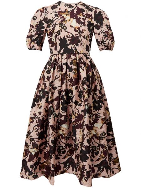 Robe droite en soie à fleurs à imprimé Erdem rose