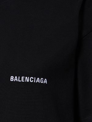 Medvilninis siuvinėtas marškinėliai Balenciaga juoda