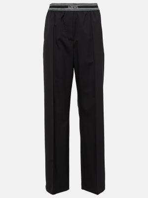 Žakárové vlněné kalhoty relaxed fit Loewe černé