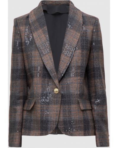 Льняной пиджак Brunello Cucinelli коричневый