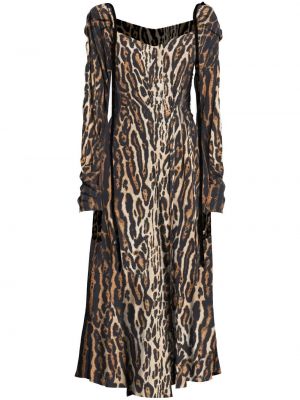 Krepové leopardí šaty Proenza Schouler hnědé