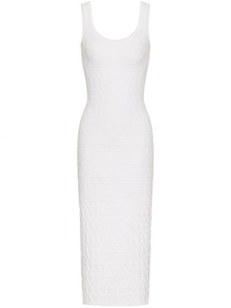 Μίντι φόρεμα ζακάρ Valentino Garavani λευκό