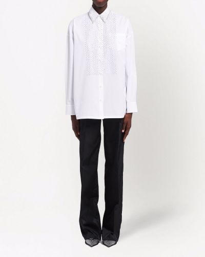 Kokvilnas krekls ar radzēm Prada balts
