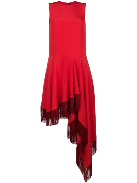 Jedwabna sukienka z frędzli bez rękawów Calvin Klein 205w39nyc - czerwony