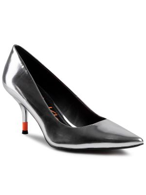 Полуотворени обувки с ток с ток Calvin Klein сребристо