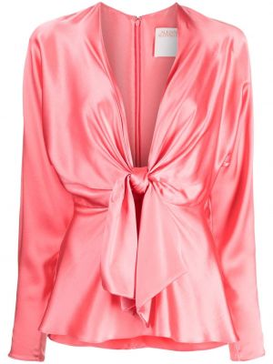 Копринена сатенена блуза Alejandra Alonso Rojas розово