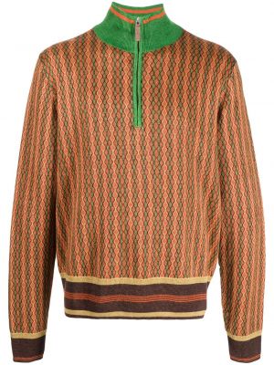 Жакардов ленен пуловер Wales Bonner оранжево