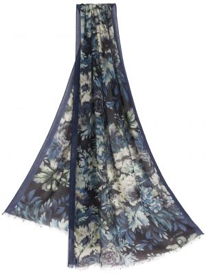 Kvetinový kašmírový šál s potlačou Etro modrá