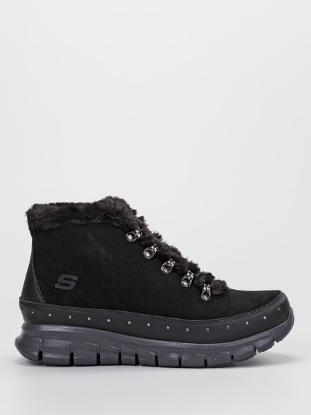 Кожаные замшевые ботинки из искусственной кожи Skechers черные