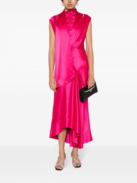 Drapované midi šaty Acler růžové