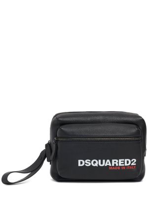Usnjena pisemska torbica Dsquared2 črna