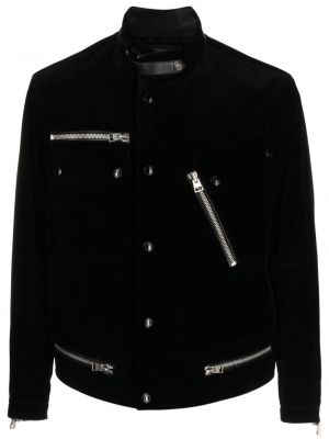 Βελούδινος μπουφάν με όρθιο γιακά Tom Ford μαύρο