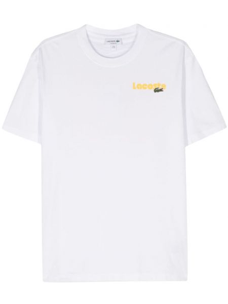 T-shirt en coton à imprimé Lacoste blanc