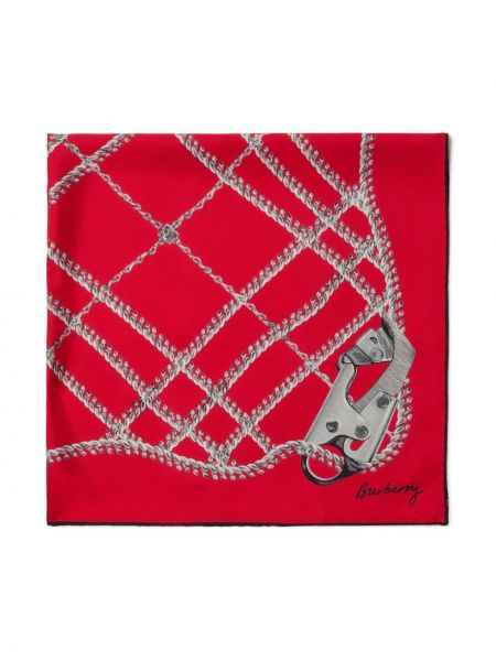 Kostkovaný hedvábný šál s potiskem Burberry červený