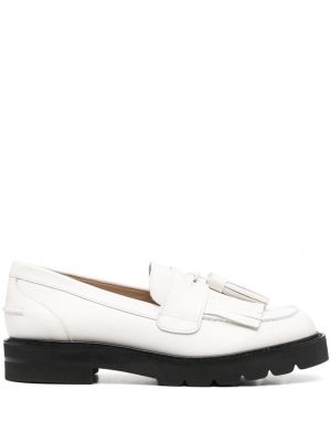 Pantofi loafer cu perle din piele Stuart Weitzman alb