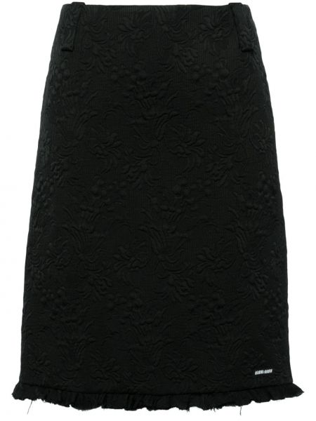 Kvetinová puzdrová sukňa Miu Miu čierna