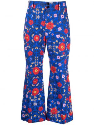 Pantalones de flores con estampado bootcut La Doublej azul