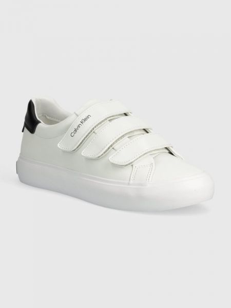 Kožne tenisice na zatvaranje na čičak slip-on Calvin Klein bijela