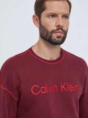 Памучен суитчър с принт Calvin Klein Underwear винено червено