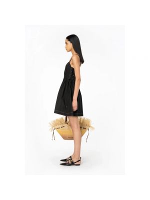 Mini vestido con cordones de algodón Pinko negro