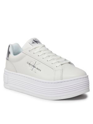 Białe sneakersy na platformie Calvin Klein Jeans