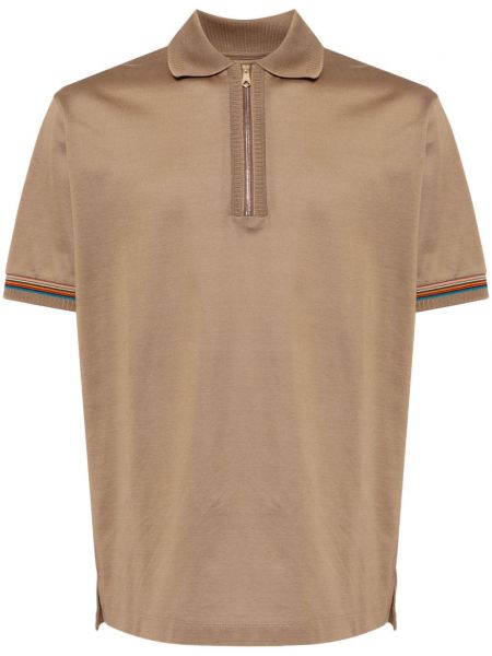 Dryžuotas medvilninis polo marškinėliai Paul Smith smėlinė