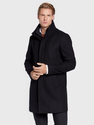 Vlnený priliehavý zimný kabát Matinique čierna