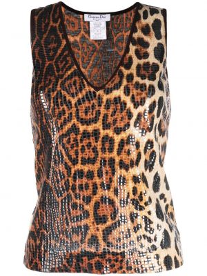 Vestă cu imagine cu model leopard Christian Dior maro