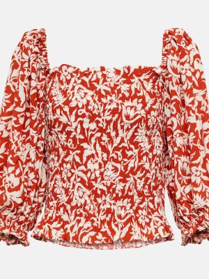 Květinový top Polo Ralph Lauren červený