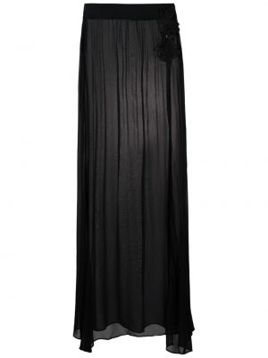 Průsvitné květinové dlouhá sukně s vysokým pasem Amir Slama - černá