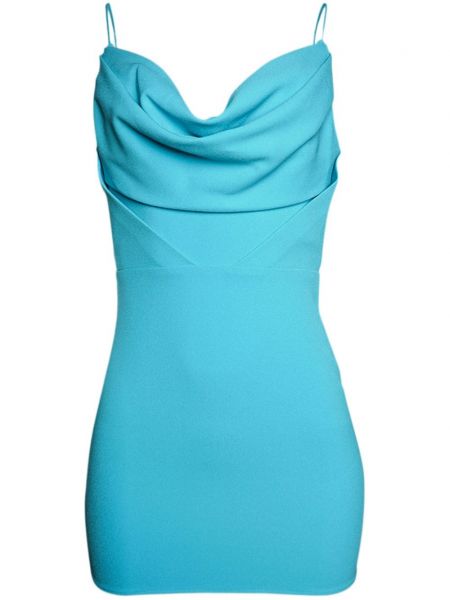 Krepové drapované koktejlkové šaty Alex Perry modrá